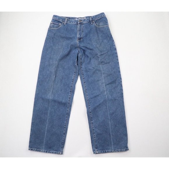 Vintage 90s Quiksilver Surfing Mens 38x32 Faded Spell Out Wide Leg Denim Jeans